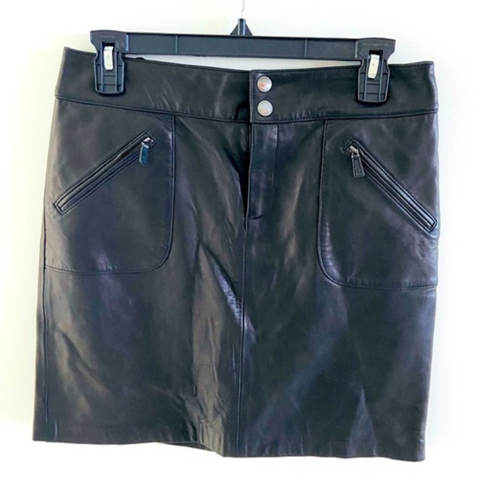 Ralph Lauren Premium Black Leather Mini Skirt Sz 6 Petite